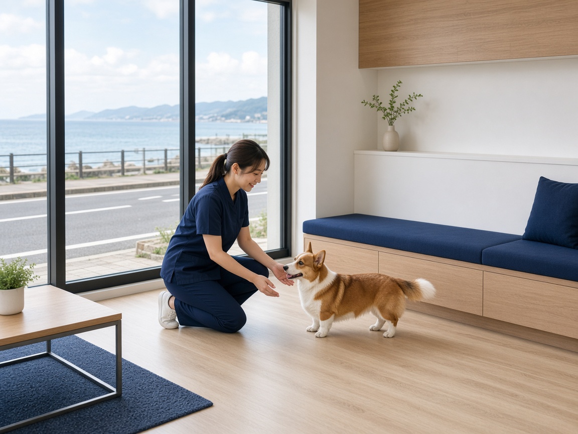 PawCareeHubのスタッフが犬を出迎える様子